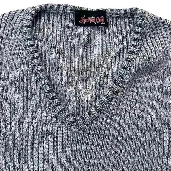 Spoiled Girl Y2K Lavender Knit Ribbed Pullover Sweater - Picture 2 of 2